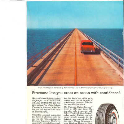 1957 Firestone Tire advertisement in National Geographic