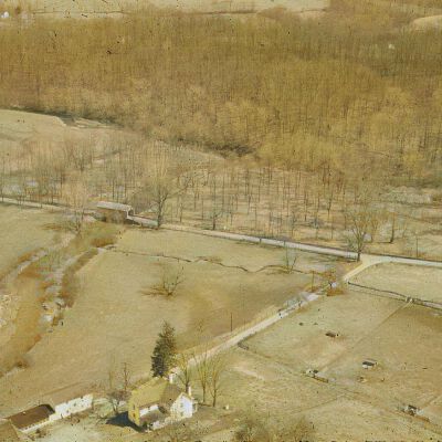 Nelson Aerials - short covered bridge across Red Clay Creek at Ashland, DE (color corrected)