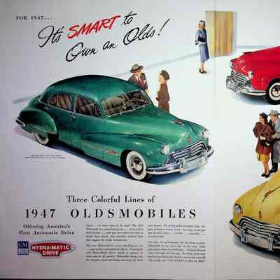 1947 advertisement for Oldsmobile in "The Saturday Evening Post"