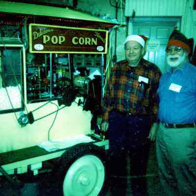 2003 - Ed Hoffmeister and Emil Christofano making popcorn at the Christmas event
