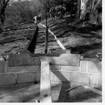 Turntable and right-of-way behind the carriage house, 1960