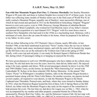 2013 05-13 Weekly News