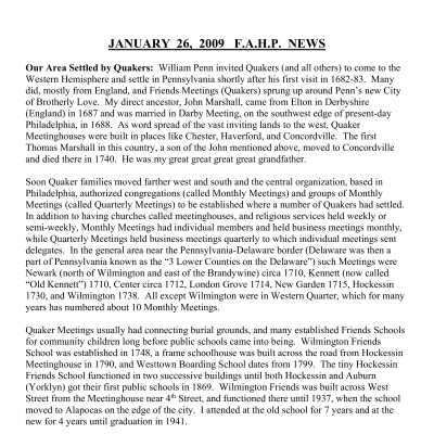 2009 01-26 Weekly News