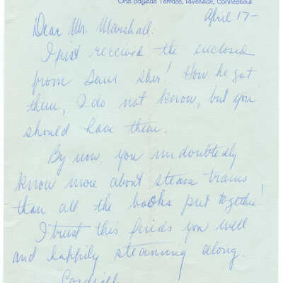 Correspondence from Mr. James Melton to Thomas Clarence Marshall