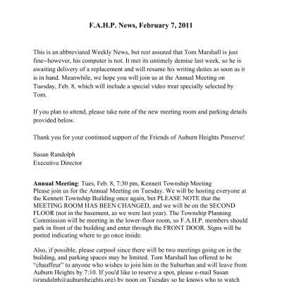 2011 02-07 Weekly News