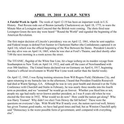 2010 04-19 Weekly News