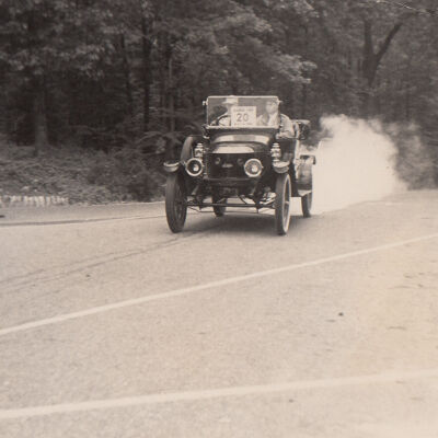 1948 Glidden Tour - Thomas C Marshall Jr in the 1914 Stanley Model 607 winning the Duryea Drive climb, 1948