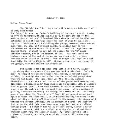 2006 10-07 Weekly News