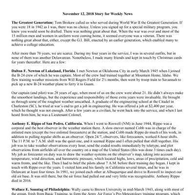 2018 11-12 Weekly News