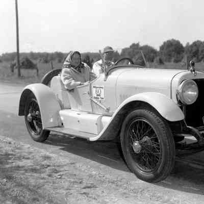 1949 Glidden Tour - Ruth Swihart and passenger in a 1910 Garford