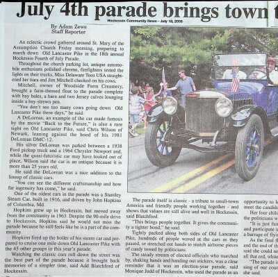 2008 - article in Community News about Hockessin 4th of July parade