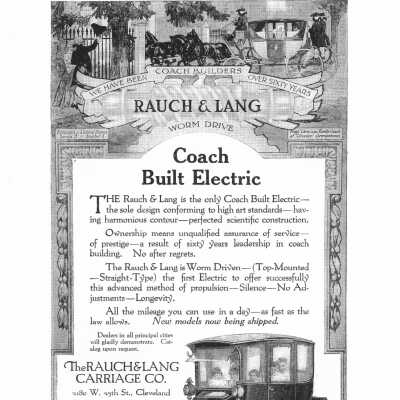1915 ca. Rauch and Lang Electric Coach advertisement