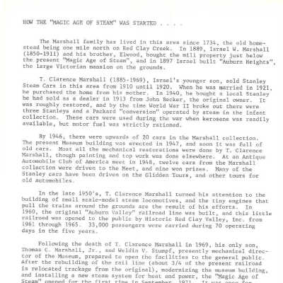 History of Magic Age of Steam written in 1976