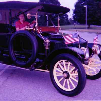 2006 - Barb Reilly at steam car training in the 1913 Stanley Model 76