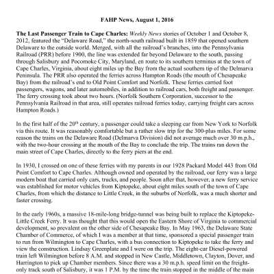2016 08-01 Weekly News