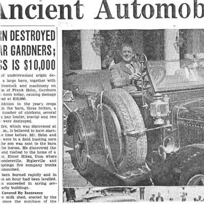 1949 Glidden Tour - clipping from a newspaper with photo of a car from tour