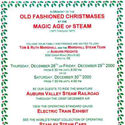 2000 - flyer for the Old Fashioned Christmas at Magic Age of Steam