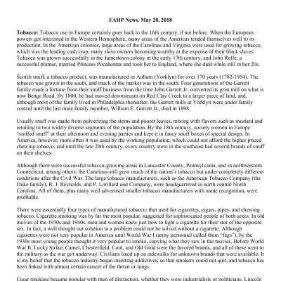 2018 05-28 Weekly News