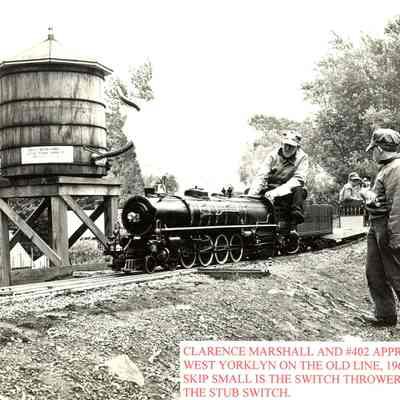 T Clarence Marshall and the 402 approaching West Yorklyn Station, 1961