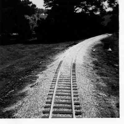 Newly installed track near the present location of the pond, 1960