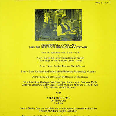 2007 - flyer for Old Dover Days with Stanley steam cars