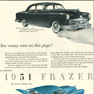 1951 Frazer Automobile advertisement in National Geographic
