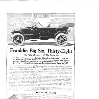 1912 Franklin Big Six advertisement in November 1912 National Geographic