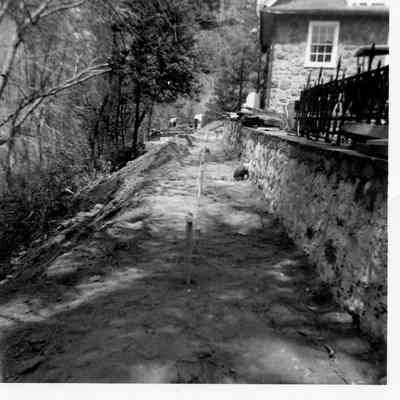 Preparation of the right-of-way behind the carriage house, 1960