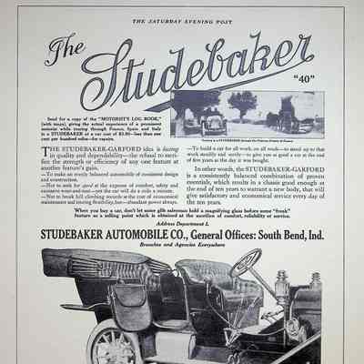 1910 advertisement for Studebaker in "The Saturday Evening Post"