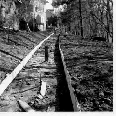 Preparation of the right-of-way behind the carriage house, 1960