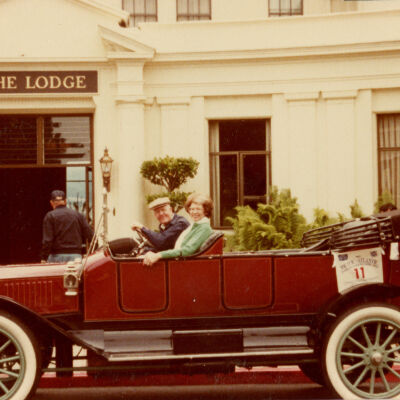 1982 Transcontinental Tour - 1912 Stanley Model 87 with Thomas C Marshall, Jr., and passenger at The Lodge at Pebble Beach, CA