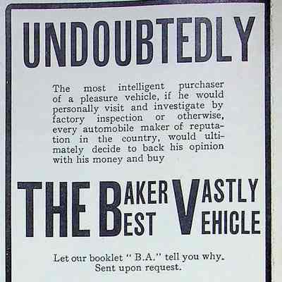 1903 advertisement for Baker
