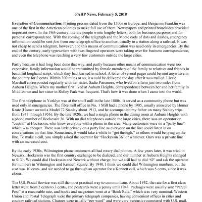 2018 02-05 Weekly News