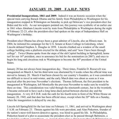 2009 01-19 Weekly News