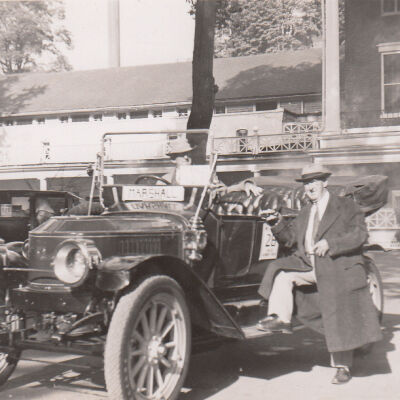 1951 Glidden Tour - J Homer Kratz with 1912 Stanley Touring Model 87 in Bedford, PA, 1951