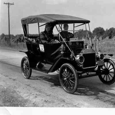 1949 Glidden Tour - Bob Laurens and passenger in a 1911 Ford