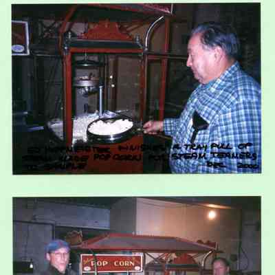 2000 - Alan Berry and Ed Hoffmeister preparing steam-popped corn at Old Fashioned Christmas