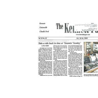 2005 - article in "The Kennett Paper" regarding Steamin' Day