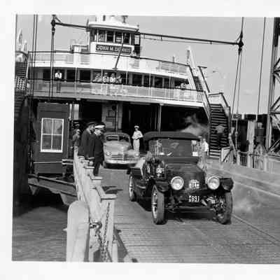 1949 Glidden Tour - tour cars leaving the ferry at Annapolis