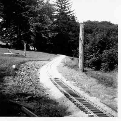 Completed track on the front lawn, 1960
