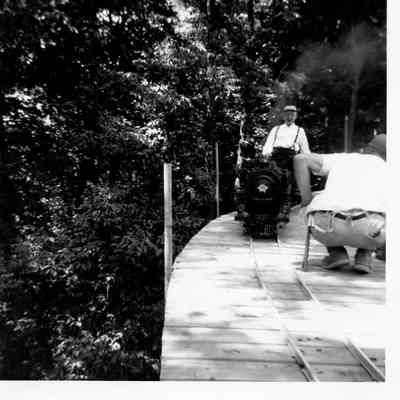 T Clarence Marshall trial running the 401 on the Auburn Valley Railroad, 1960