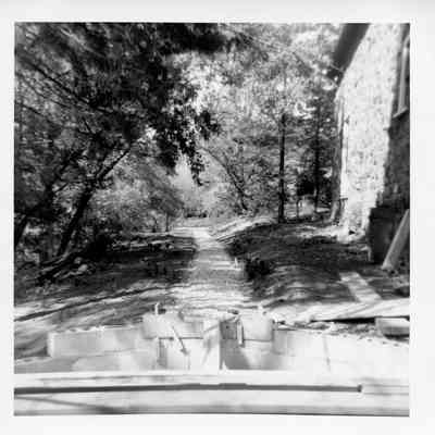 Turntable and right-of-way behind the carriage house, 1960
