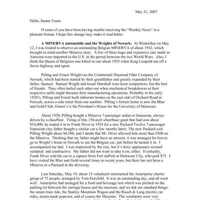 2007 05-21 Weekly News