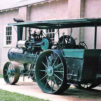 Steam-powered tractor on display at the Magic Age of Steam, 1973