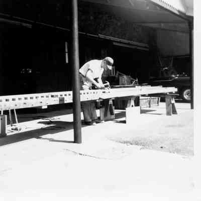 Railroad section being built in the carriage house, 1960