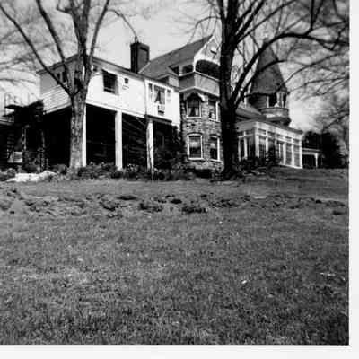 Preparing the grade for the right-of-way behind the mansion, 1960