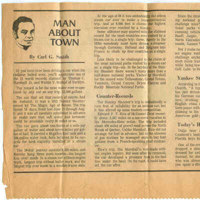 1972 Transcontinental Tour - Man About Town article by Carl G. Smith