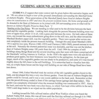 2005 - tour guide talking points for mansion lawn