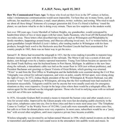 2013 04-15 Weekly News
