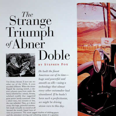 1998 article "The Strange Triumph of Abner Doble" in Invention and Technology Magazine